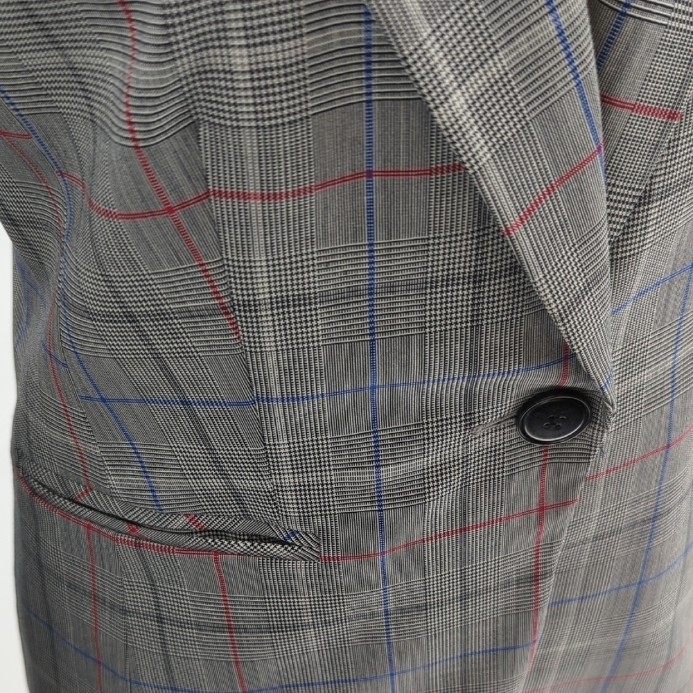 Lewit Wool Plaid One Button Blazer Gray Size 0 Pr… - image 5